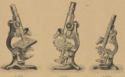 Illustration of three microscopes.
