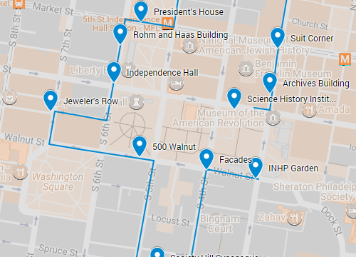 Walking tour route map